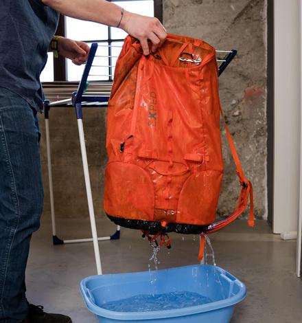 Stored backpacking equipment at home