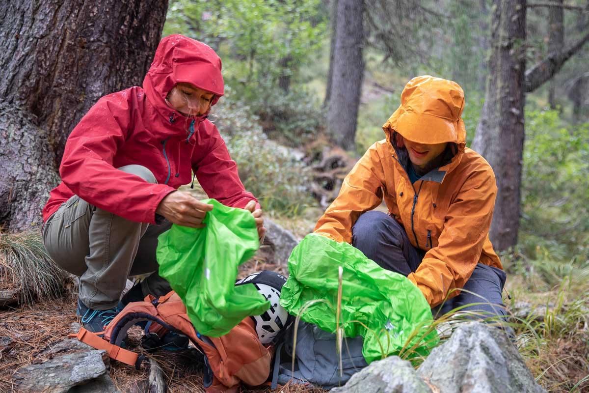 Dry bags protecting hiking equipment