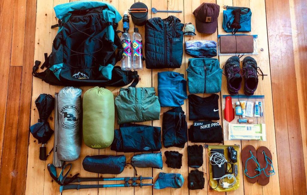Backpacking checklist gear layout