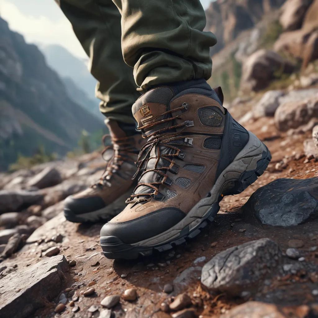 Hiking boots on rocky trail