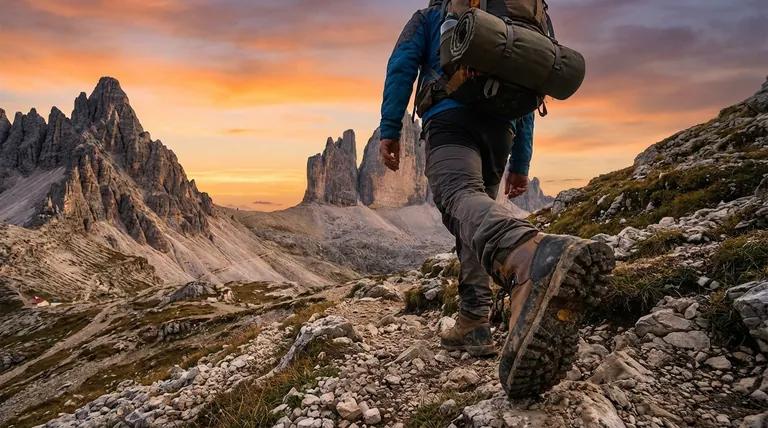 Hiking boots on rocky trail