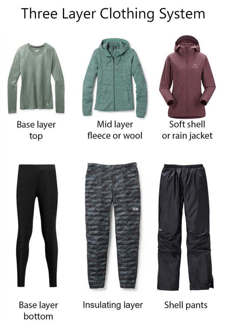Hiking clothing layers and jacket