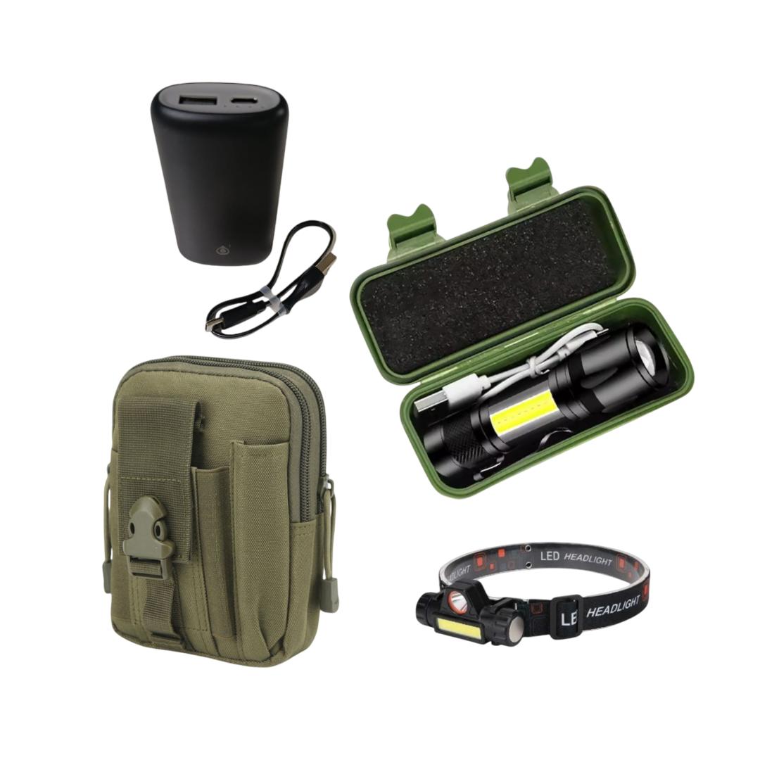 Survival packing guide flashlight and power accessories