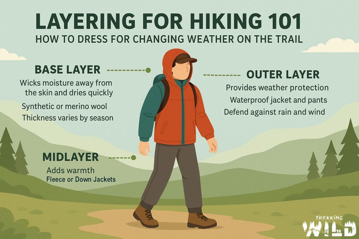 Winter hiker adjusting layers outdoors