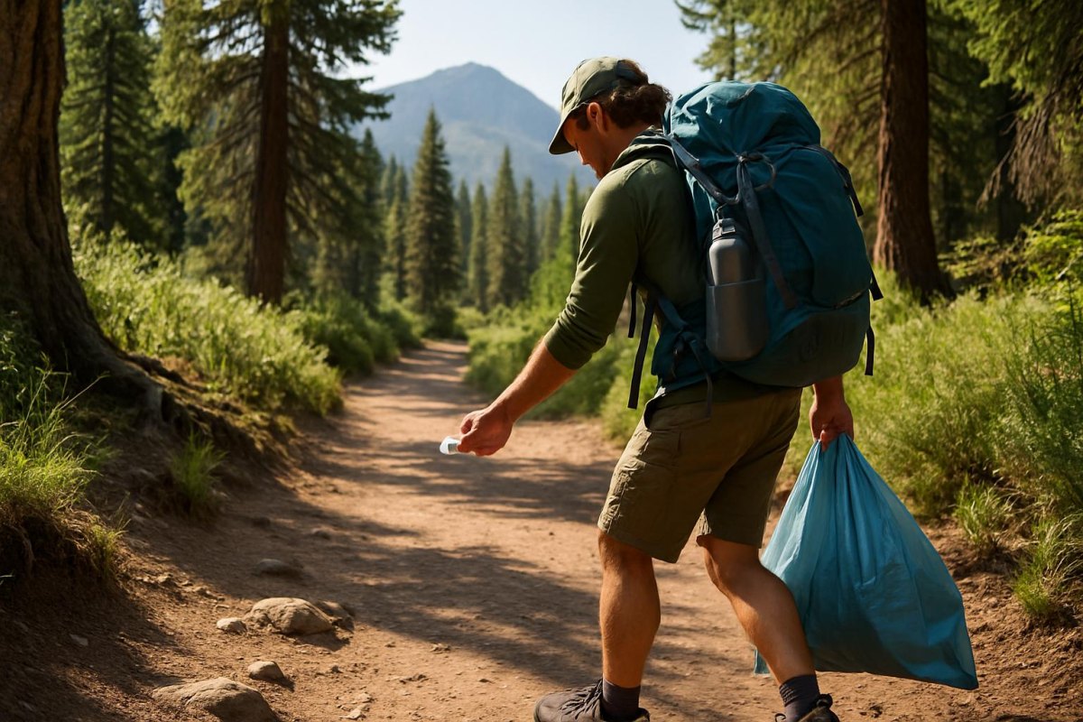 Backpacker practicing Leave No Trace