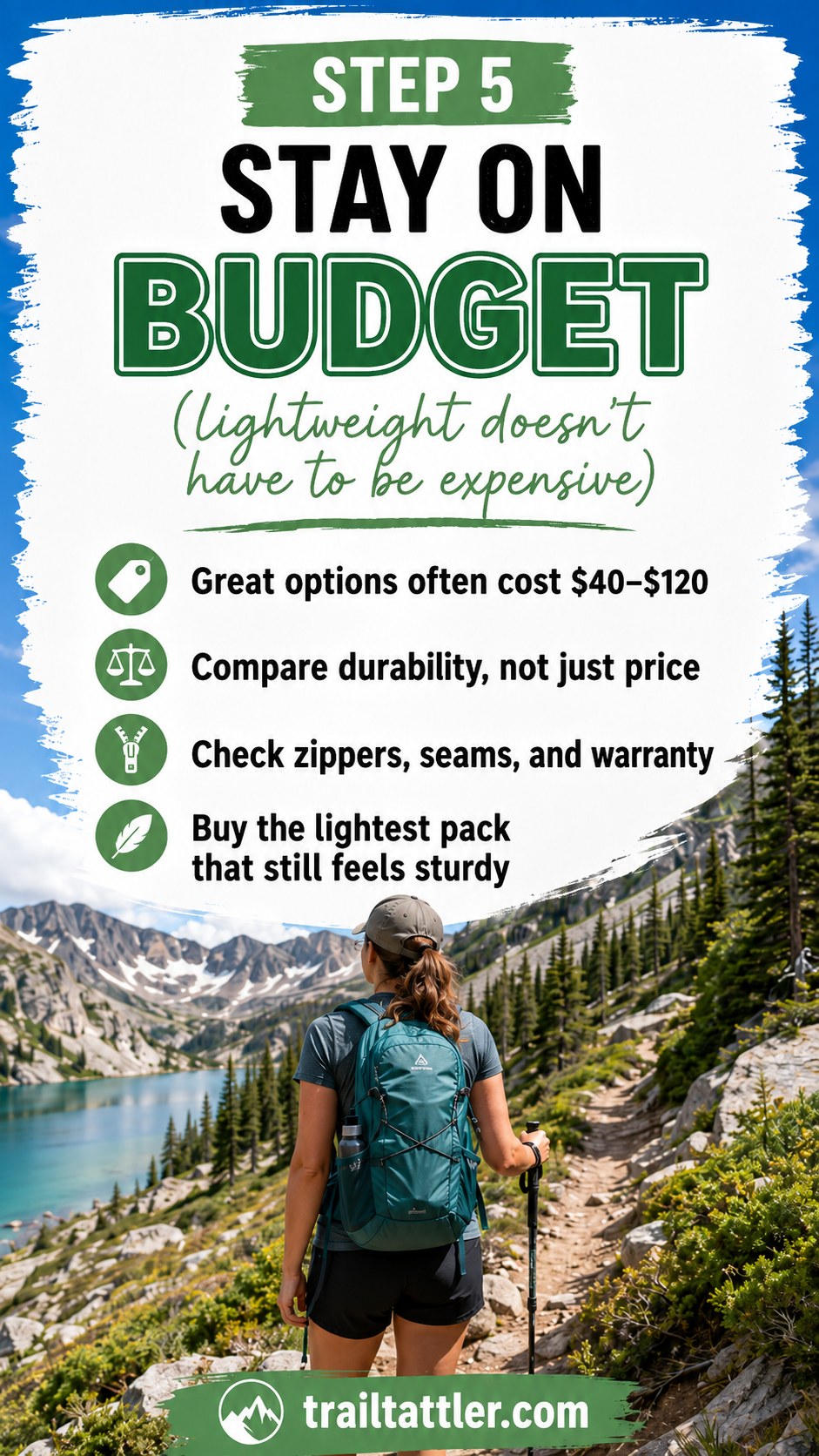 Budget-friendly lightweight day hiking backpack tested for durability on a scenic trail