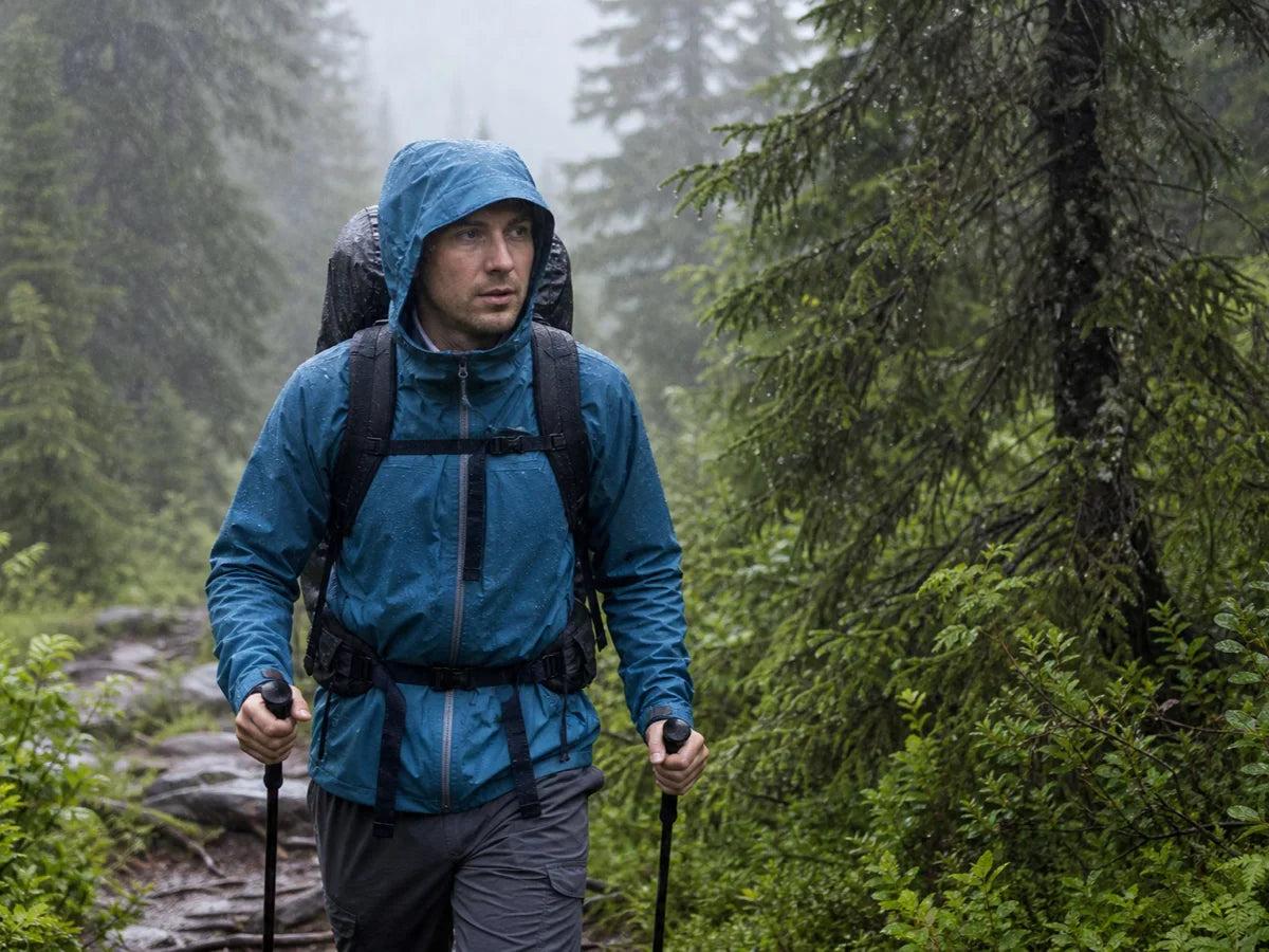 Hiker wearing moisture wicking layers
