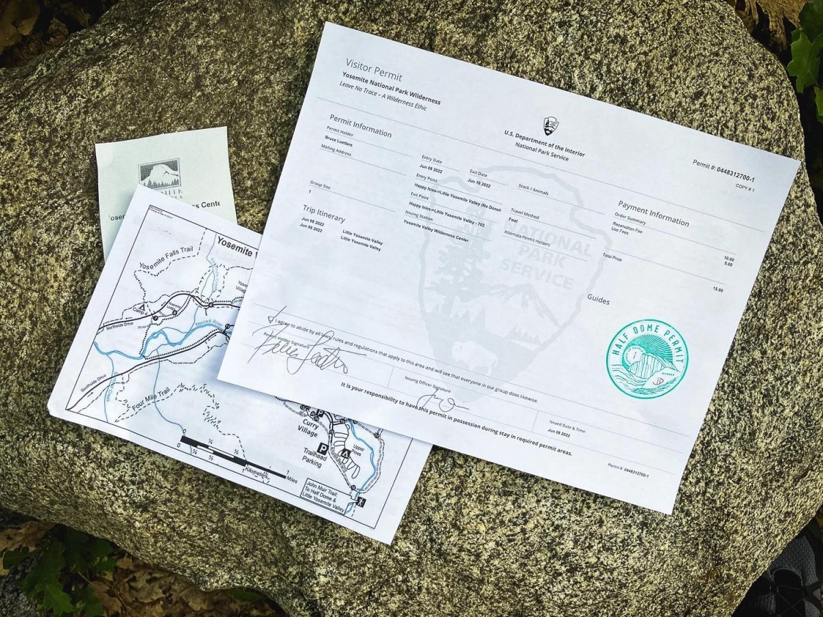 Backpacker planning park trip map