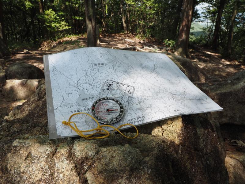 Map compass and hiking tools