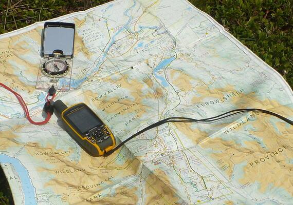 Compass map and hiking navigation tools