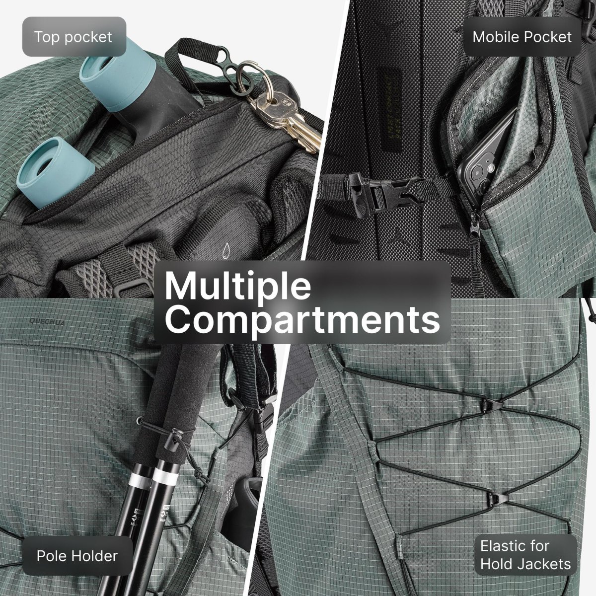 Backpack pockets organized for hiking