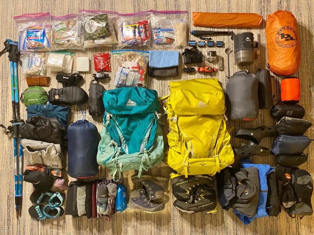 Organized backpacking gear groups