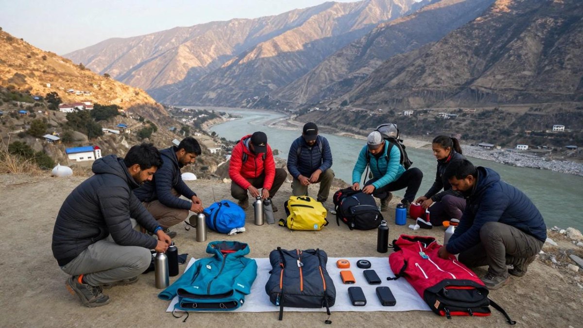 Group sorting backpacking equipment