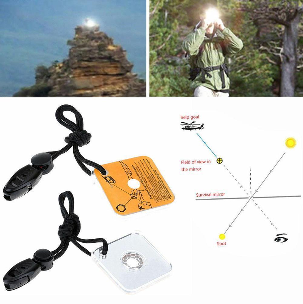 Survival packing guide emergency signaling mirror
