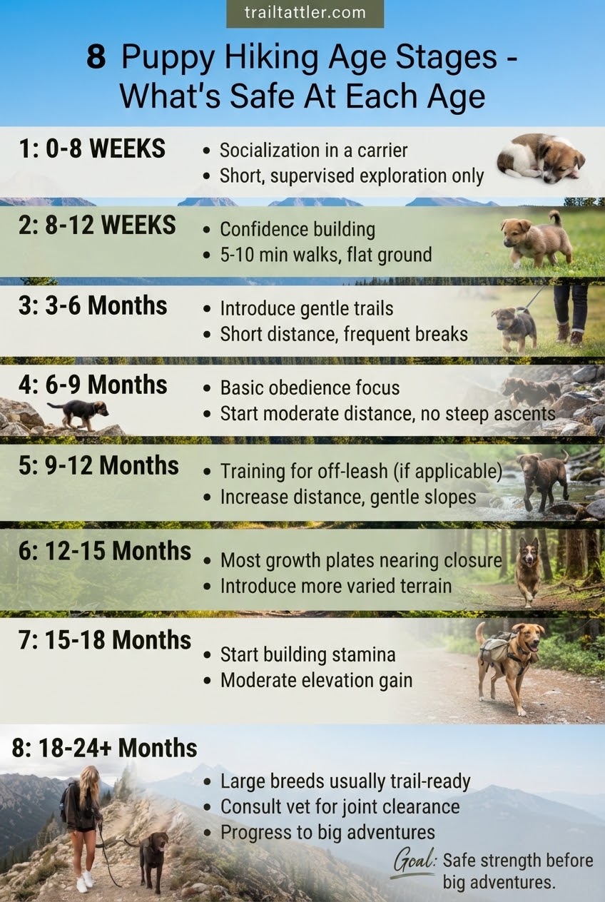 8 Puppy Hiking Age Stages - What's Safe At Each Age