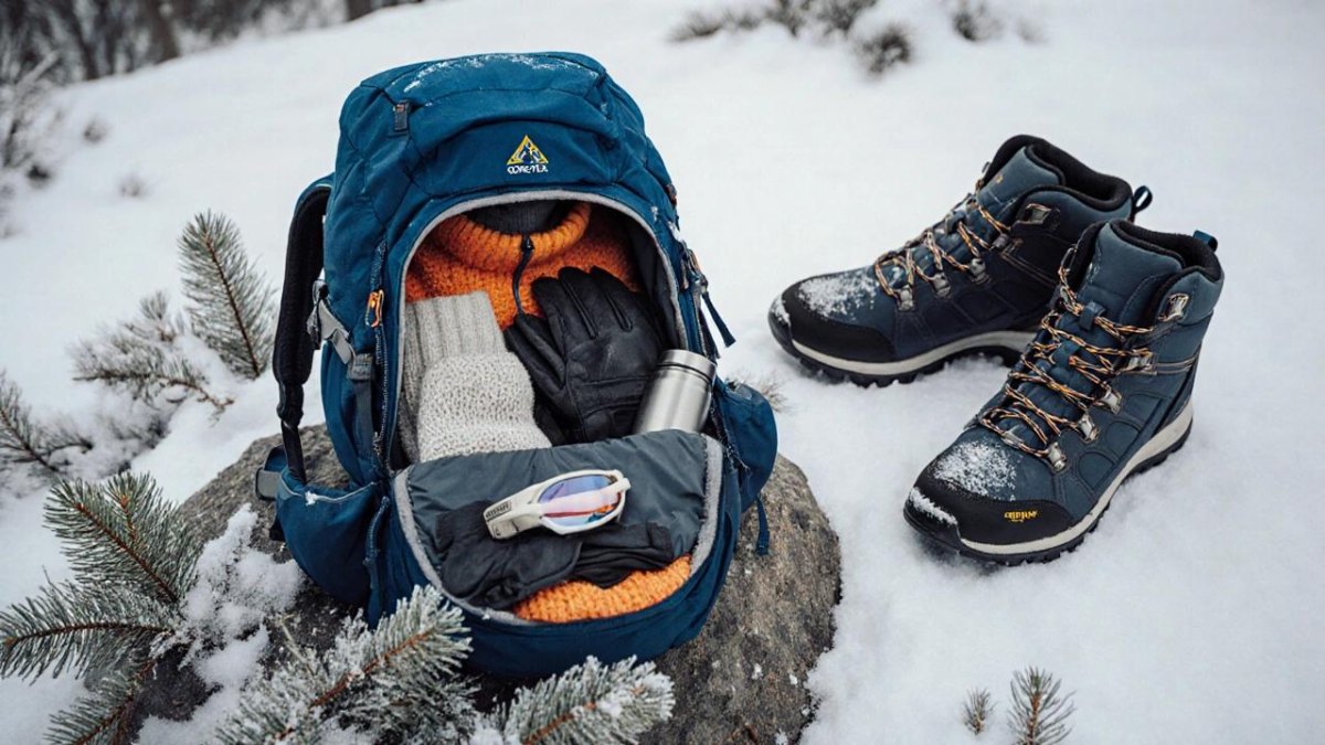 Winter hiking backpack with extra layers