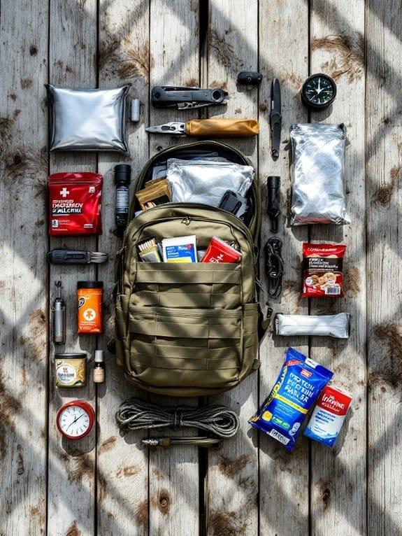 Organized hiking emergency backpack