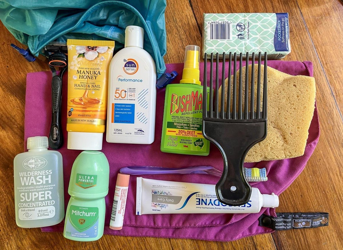 Outdoor hiking hygiene kit items