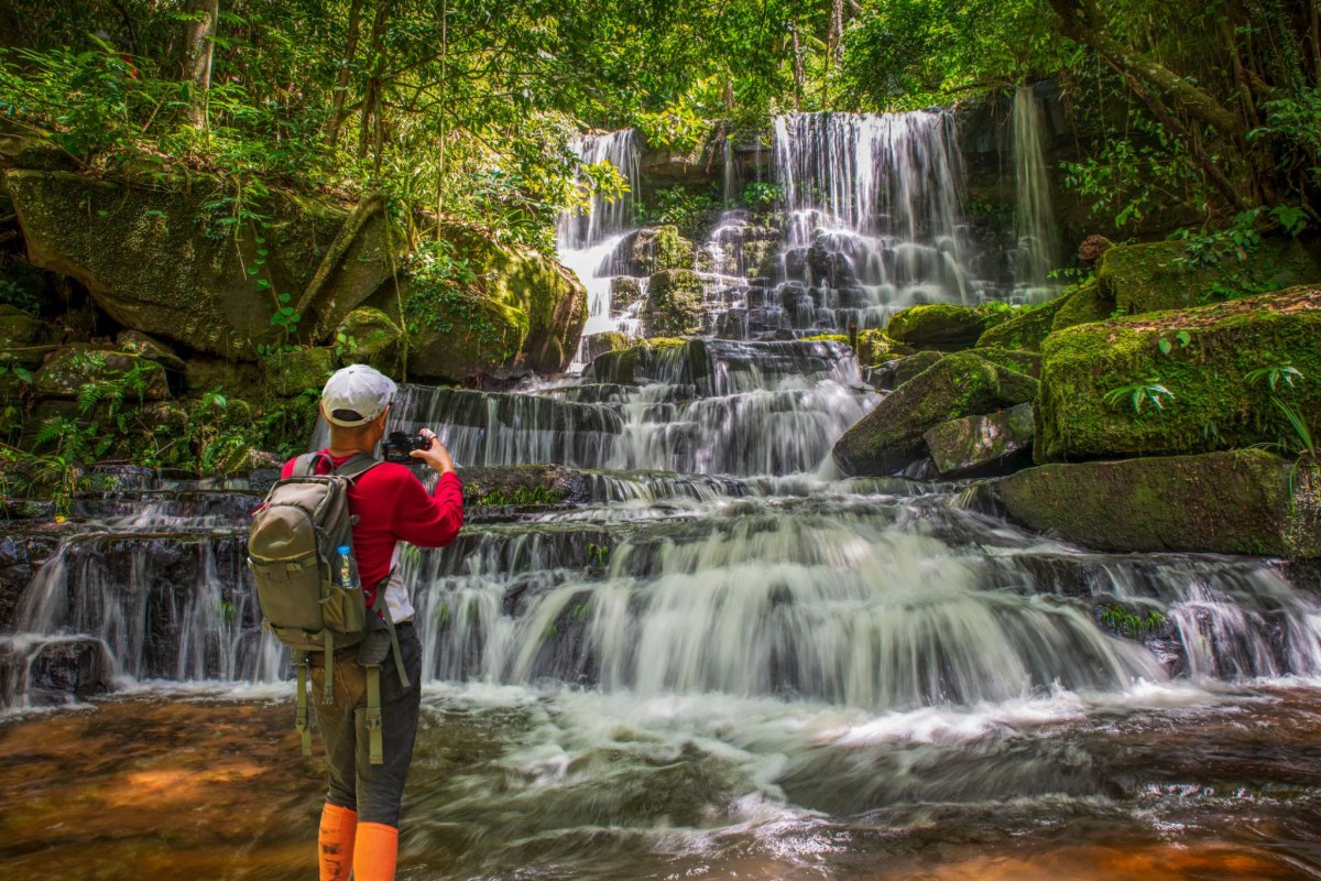 Photographer at waterfall