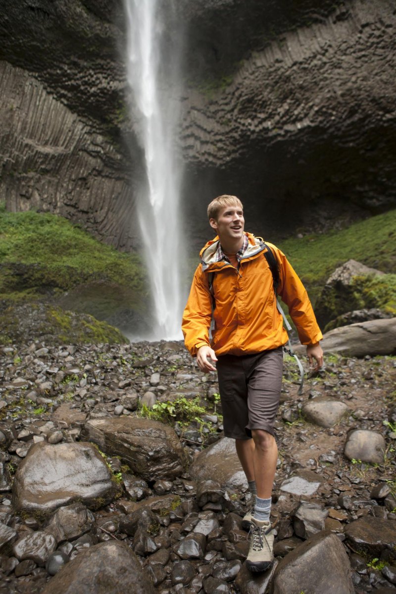 Hiker wearing quick dry clothing