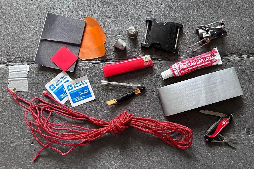 Backpacking repair kit tools