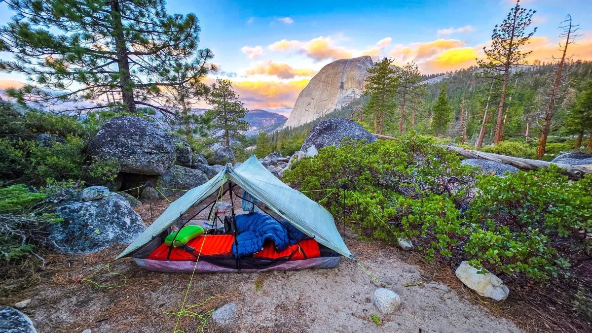 Backpacking tent in national park