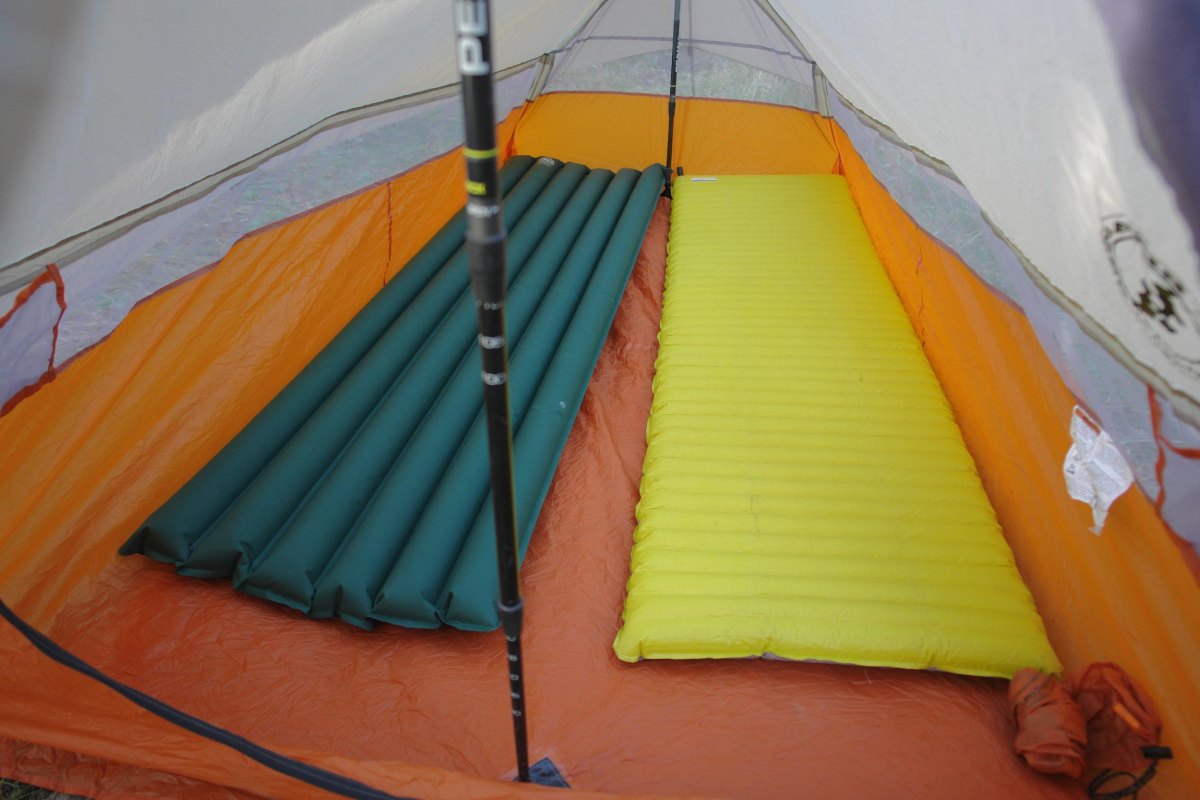 Sleeping pad inside camping tent