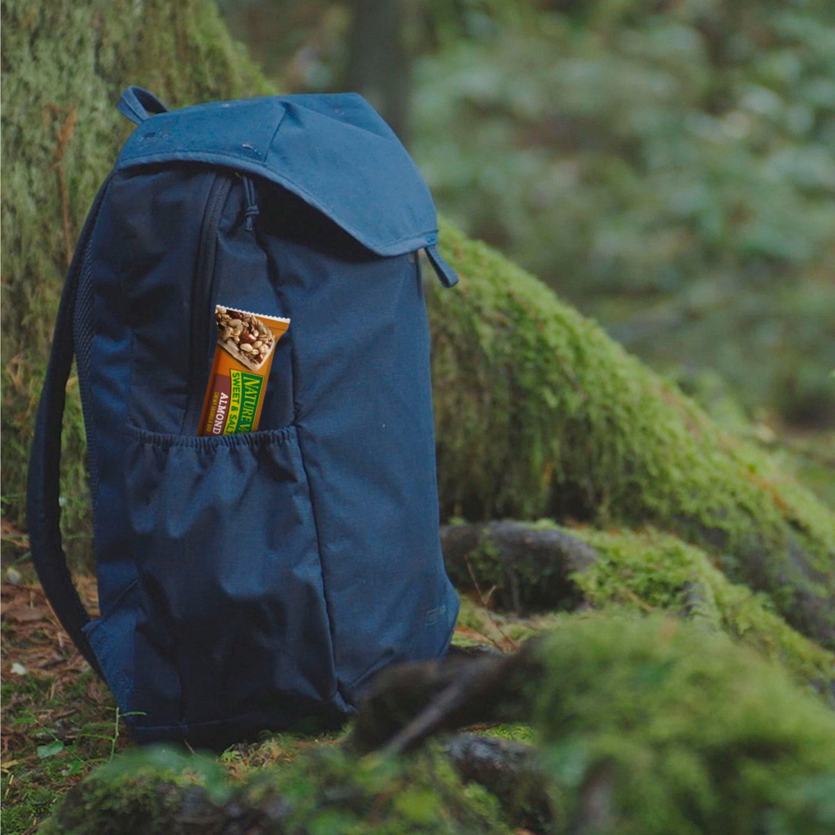 Trail snacks in hiking backpack