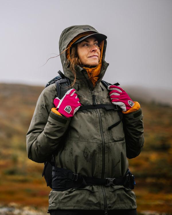 Warm hat and gloves hiking gear