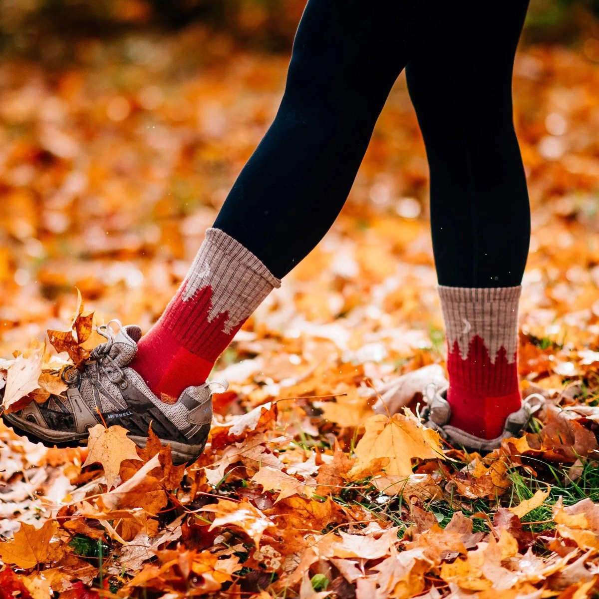 Wool hiking socks with autumn gear
