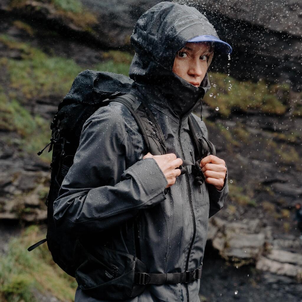 Hiking rain jacket and clothing layers