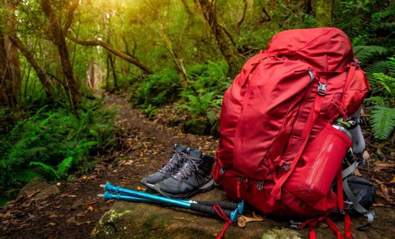 Hiking backpack with essential trail gear